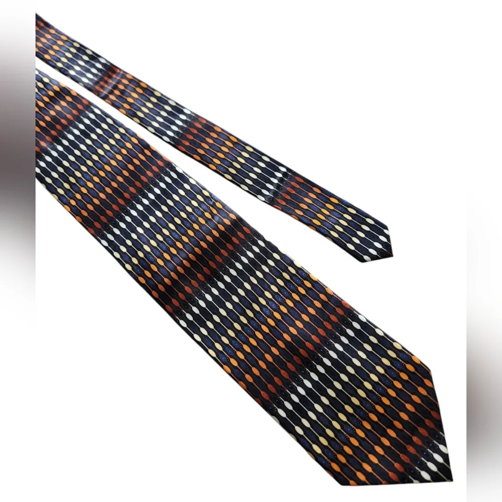 Giorgio Brutini Mens Necktie Tie Black Geometric 100% Silk Luxury 57